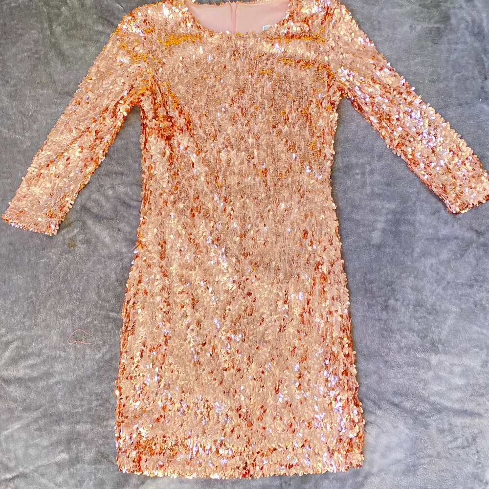 Rubber Ducky Productions Rose Gold Sequin Cocktail Dress (S)